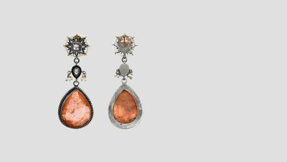 Sangeeta Boochra Oxidised Silver Floral Teardrop Earrings