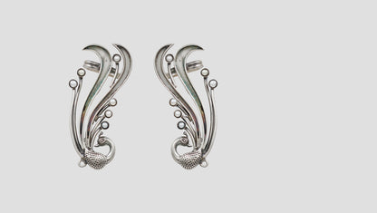 Peacock Grace Silver Earrings by Sangeeta Boochra