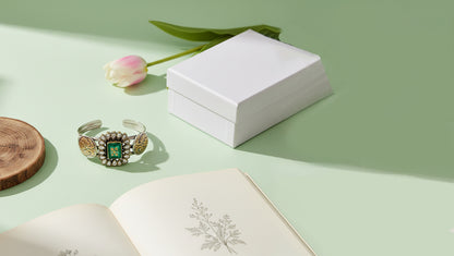 Regal Green Stone Statement Silver Bracelet – Sangeeta Boochra