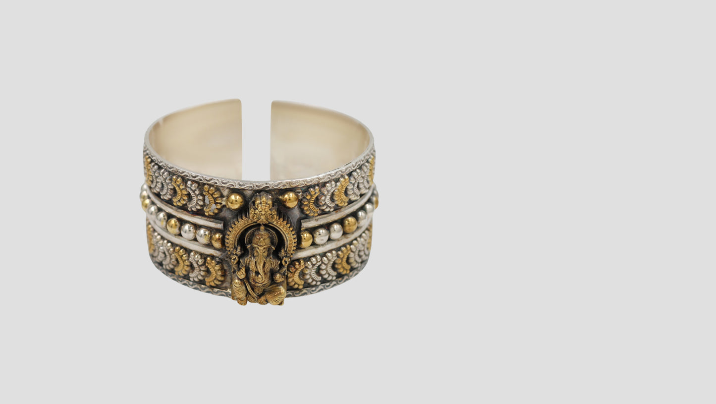 Divine Ganesha Ji Dual-Tone Silver Cuff by Sangeeta Boochra