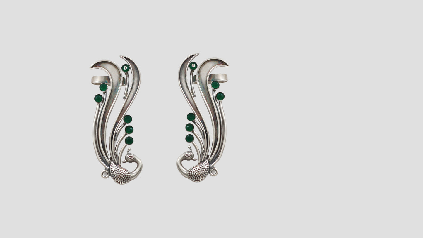 Sangeeta Boochra Peacock Motif Statement Earrings