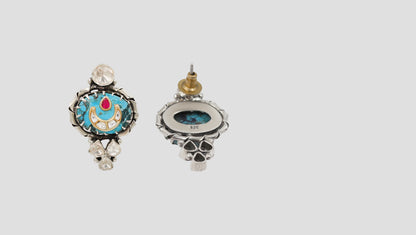 Sangeeta Boochra Handcrafted Silver Earrings with Turquoise Stone