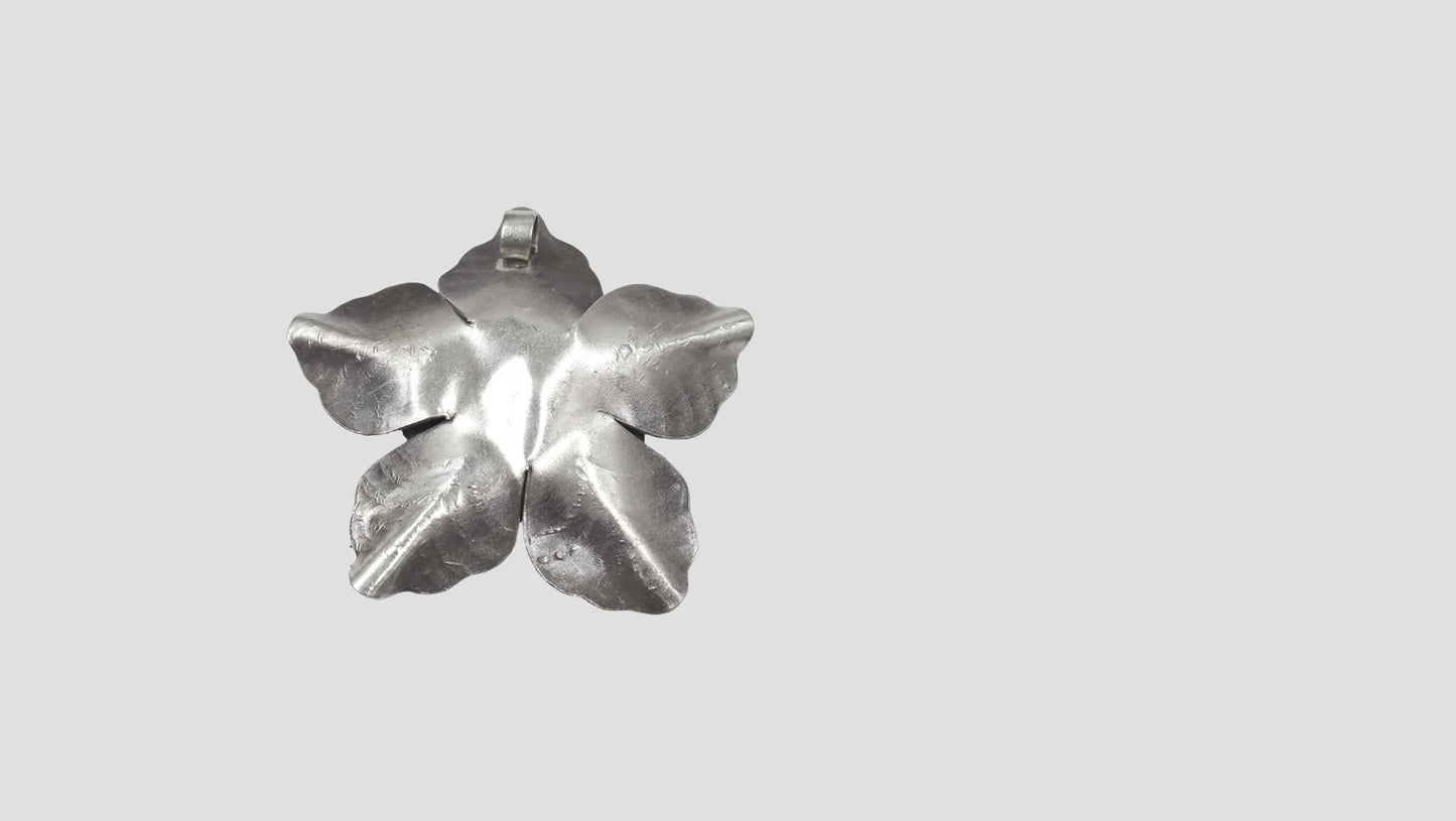 Sangeeta Boochra Oxidised Silver Floral Charm Pendant