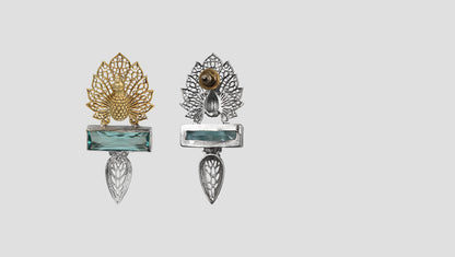 Sangeeta Boochra Handcrafted Peacock Motif Silver Earrings