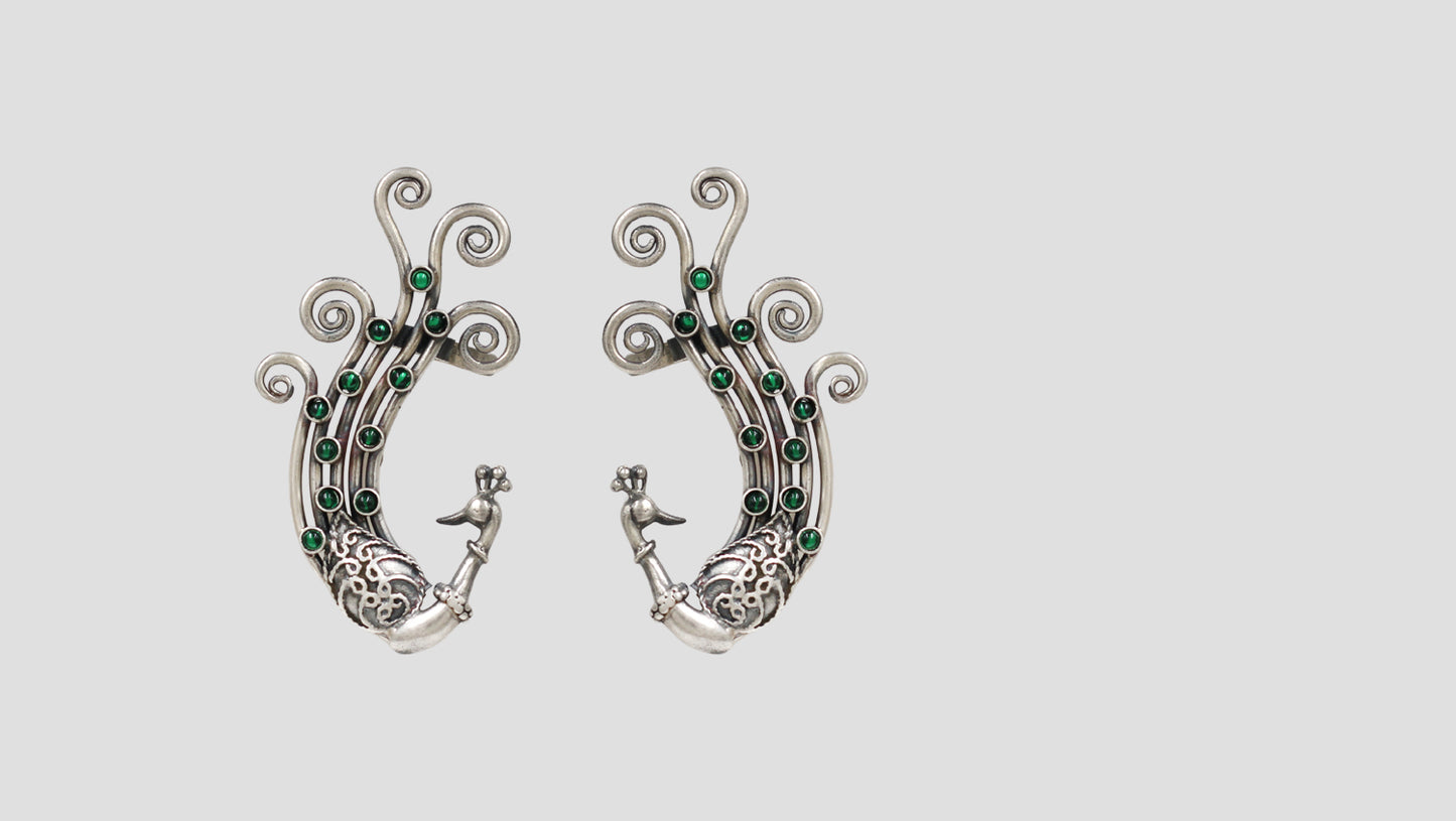 Sangeeta Boochra Artisan Peacock Statement Earrings