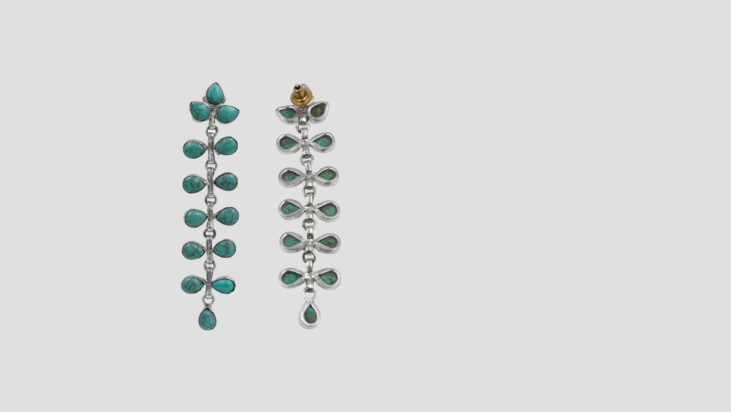 Sangeeta Boochra Silver Turquoise Long Dangle Earrings