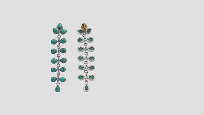 Sangeeta Boochra Silver Turquoise Long Dangle Earrings