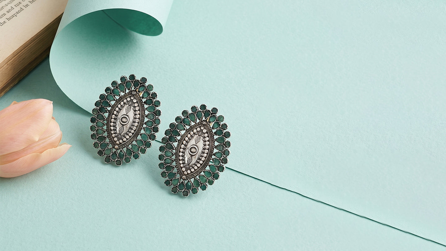 Sangeeta Boochra Artisan Green Kundan Earrings