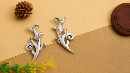 Sangeeta Boochra Heritage Oxidised Silver Botanical Stud Earrings