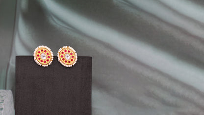 "Sophisticated Shine: Gold-Plated Kundan Earrings by Sangeeta Boochra "