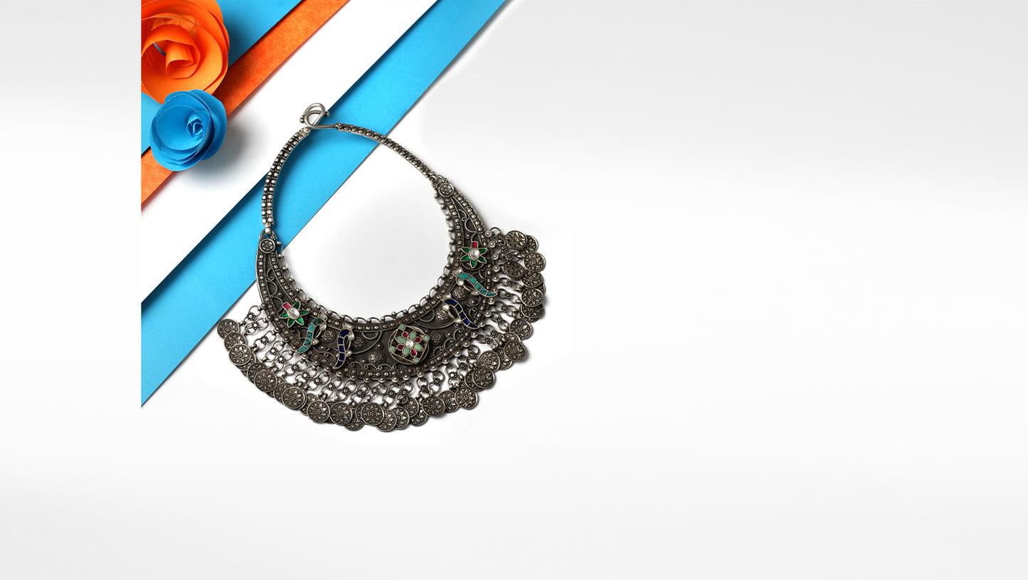 Sangeeta Boochra Tribal Silver Necklace