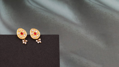 "Ornate Splendor: Sangeeta Boochra Gold-Plated Kundan Earrings "