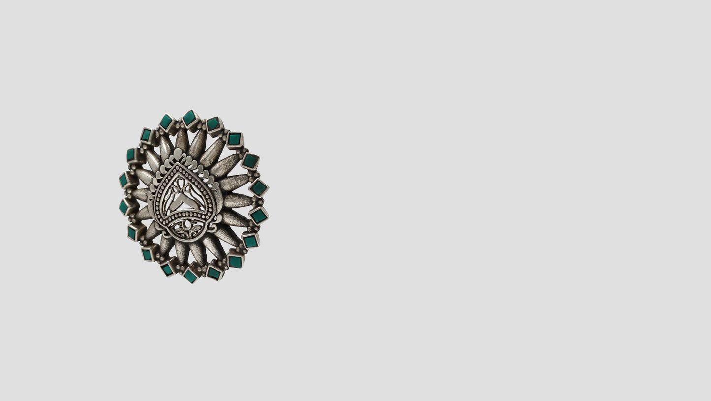 "Timeless Polish: Sangeeta Boochra Silver Handcrafted Ring "