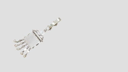 Ornate Beauty: Handcrafted Silver Keychain with Pearl Droplets