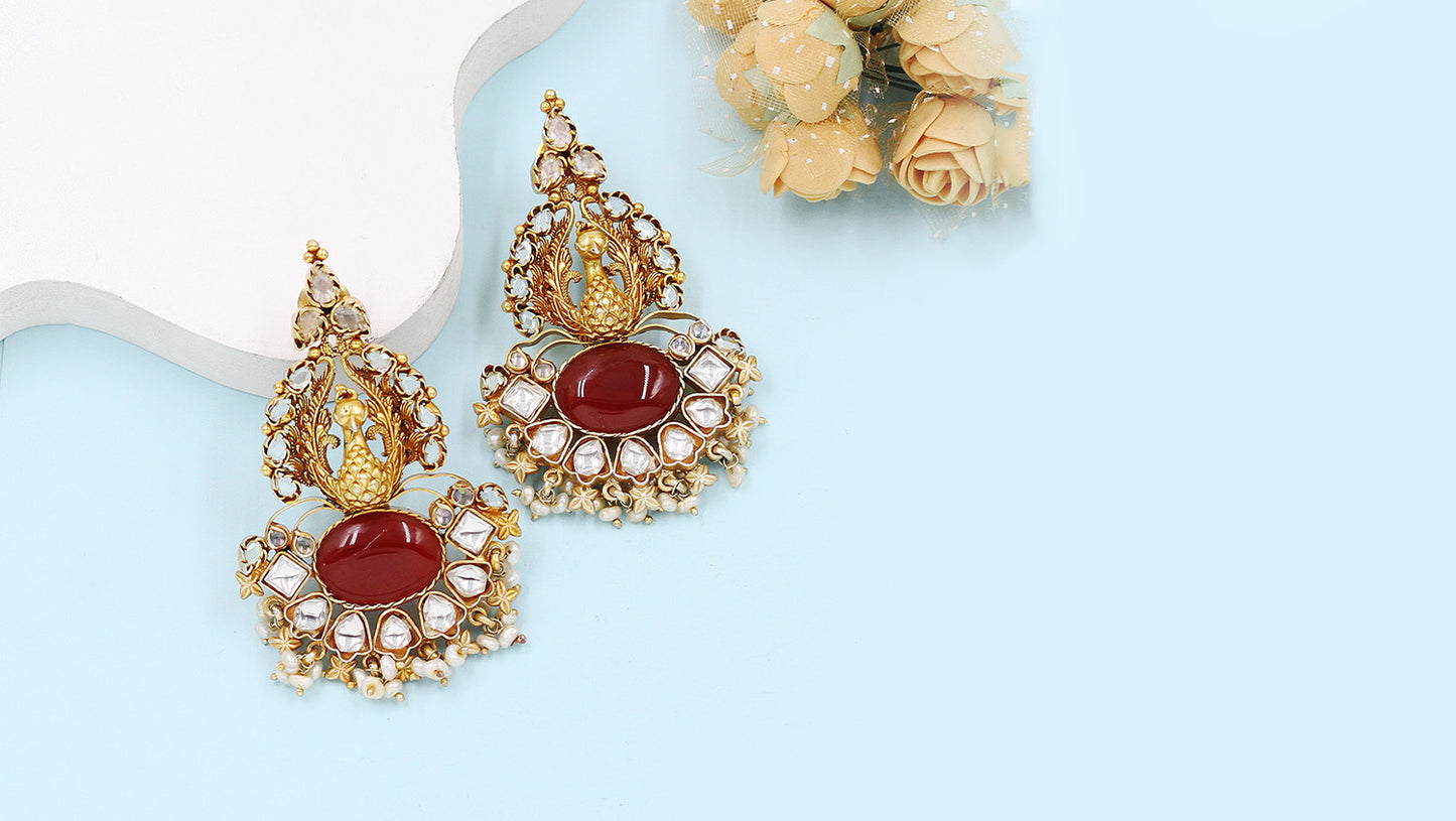 Elegant Handmade Gold Plated Silver Earrings by Sangeeta Boochra