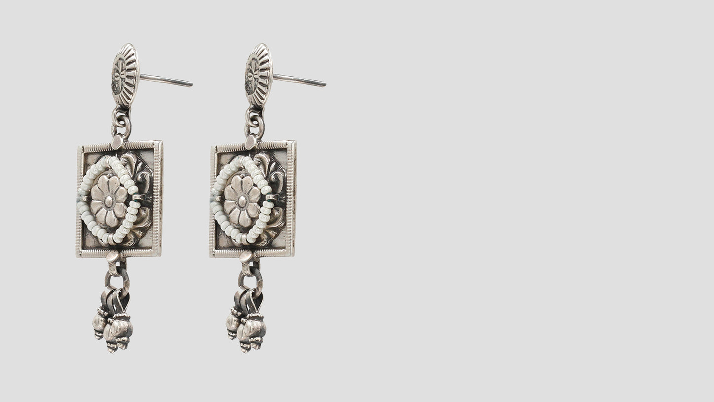 Artisan Elegance: Sangeeta Boochra Square Floral Earrings
