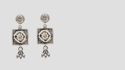 Artisan Elegance: Sangeeta Boochra Square Floral Earrings