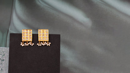 "Golden Glow: Sangeeta Boochra Kundan Studded Earrings "