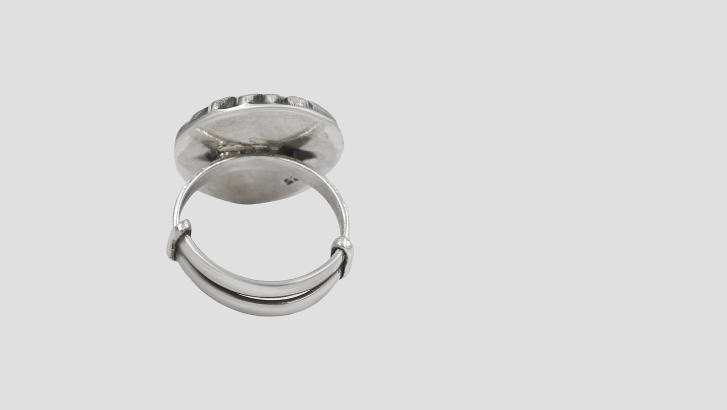 Sangeeta Boochra Oxidised Silver Peacock Statement Ring