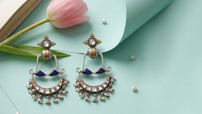 Sangeeta Boochra Dual-Tone Kundan Chandbali Earrings
