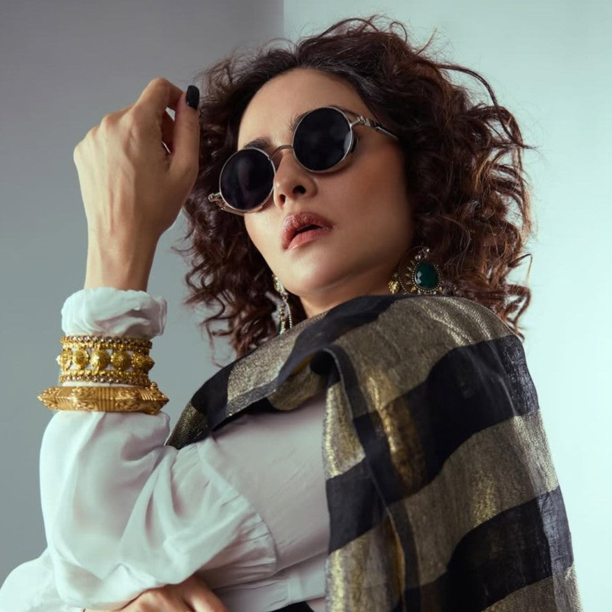 Amruta Khan Adorns the Tribal Royalty Silver Collection by Sangeeta Boochra