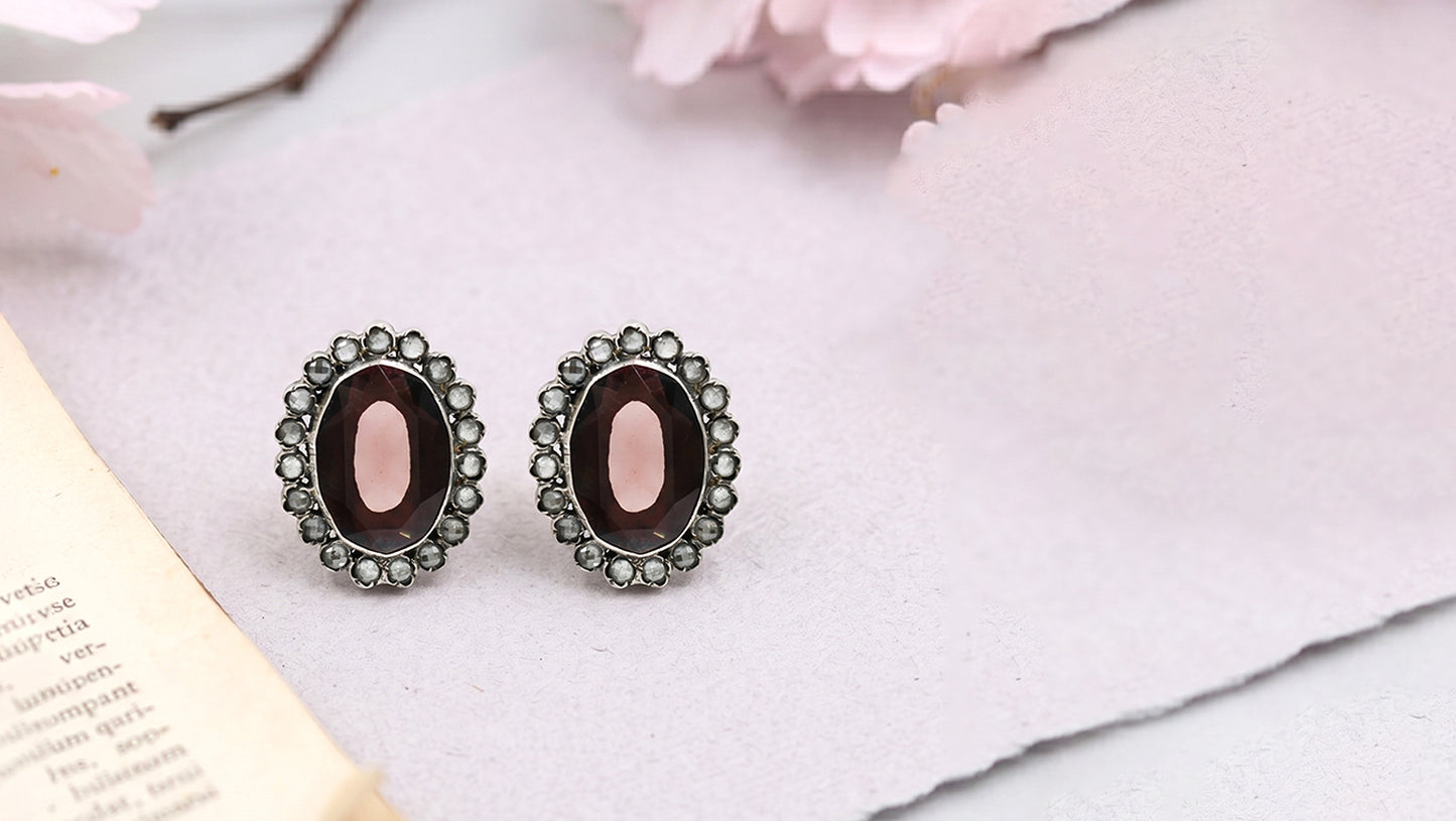 Sangeeta Boochra Heritage Oval Stone Earrings