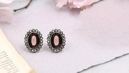 Sangeeta Boochra Heritage Oval Stone Earrings