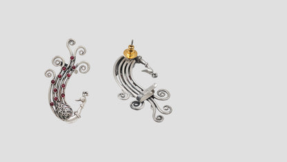 Handcrafted Peacock Design Silver Earrings by Sangeeta Boochra