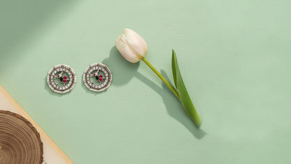 Sangeeta Boochra Heritage Kundan Circle Silver Earrings