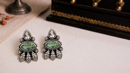 Sangeeta Boochra Artisan Oxidised Silver Statement Stud Earrings