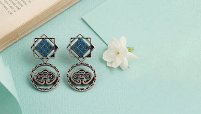 Sangeeta Boochra Royal Blue Handcrafted Silver Earrings