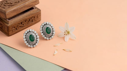 Sangeeta Boochra Heritage Moissanite Oval Earrings