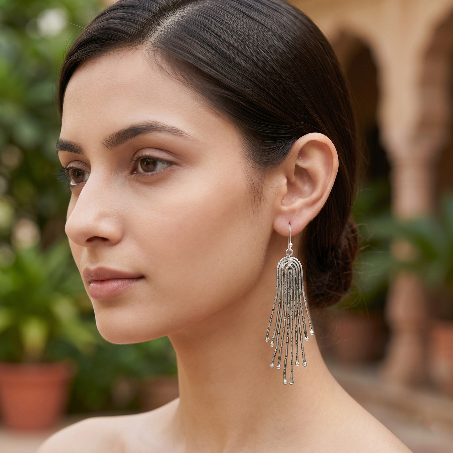 Sangeeta Boochra Artisan Tassel Silver Earrings