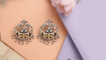 Sangeeta Boochra Handcrafted Dual Tone Statement Chandbali Earrings