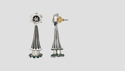 Regal Floral Motif Silver Earrings by Sangeeta Boochra
