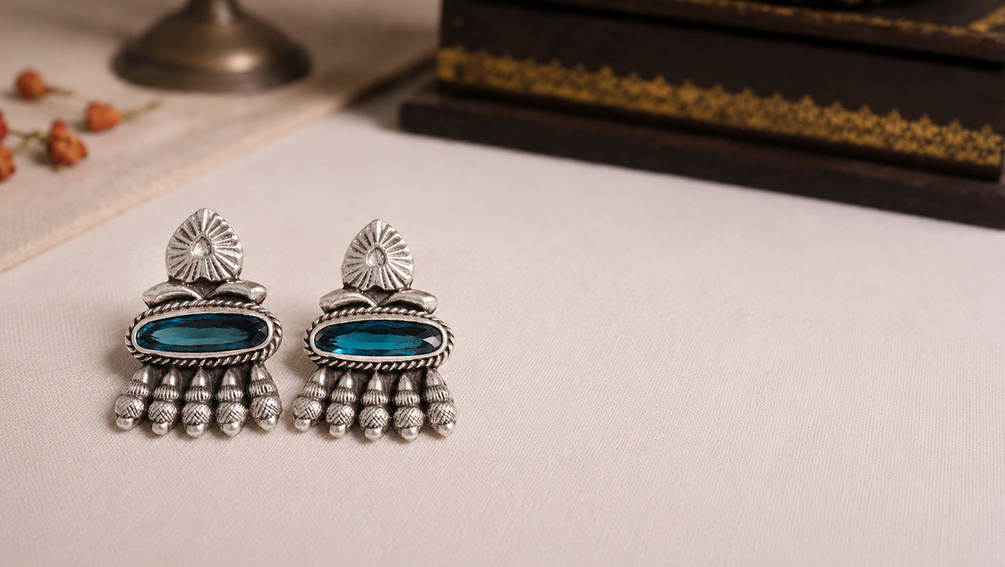 Sangeeta Boochra Artisan Oxidised Silver Statement Earrings