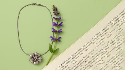 Sangeeta Boochra Vintage-Inspired Oxidised Silver Floral Pendant