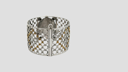 Sangeeta Boochra Dual-Tone Floral Openable Silver Bangle