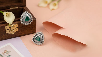 Sangeeta Boochra Artisan Triangle Moissanite Earrings