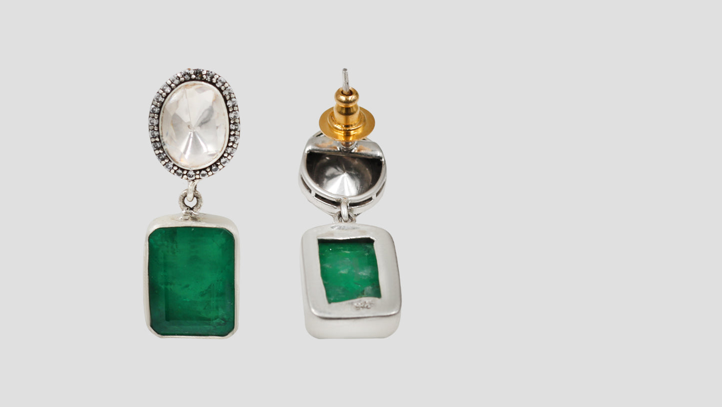 Sangeeta Boochra Elegant Green Stone Drop Earrings
