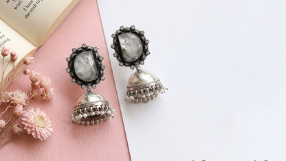 Heritage Oxidised Silver Jhumka Earrings