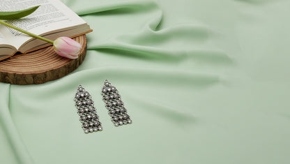 Sangeeta Boochra Handcrafted Silver Long Statement Earrings