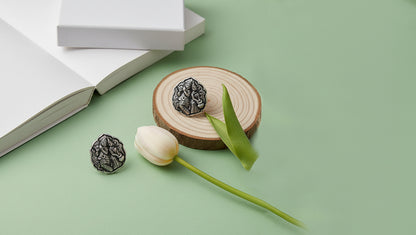 Sangeeta Boochra Oxidised Silver Earrings with Radha Krishna Motif