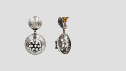 Sangeeta Boochra Heritage Pearl Inlay Oxidised Silver Earrings