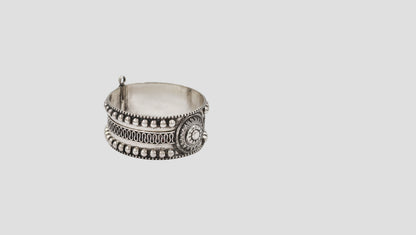 Statement Tribal Oxidised Silver Bangle by Sangeeta Boochra