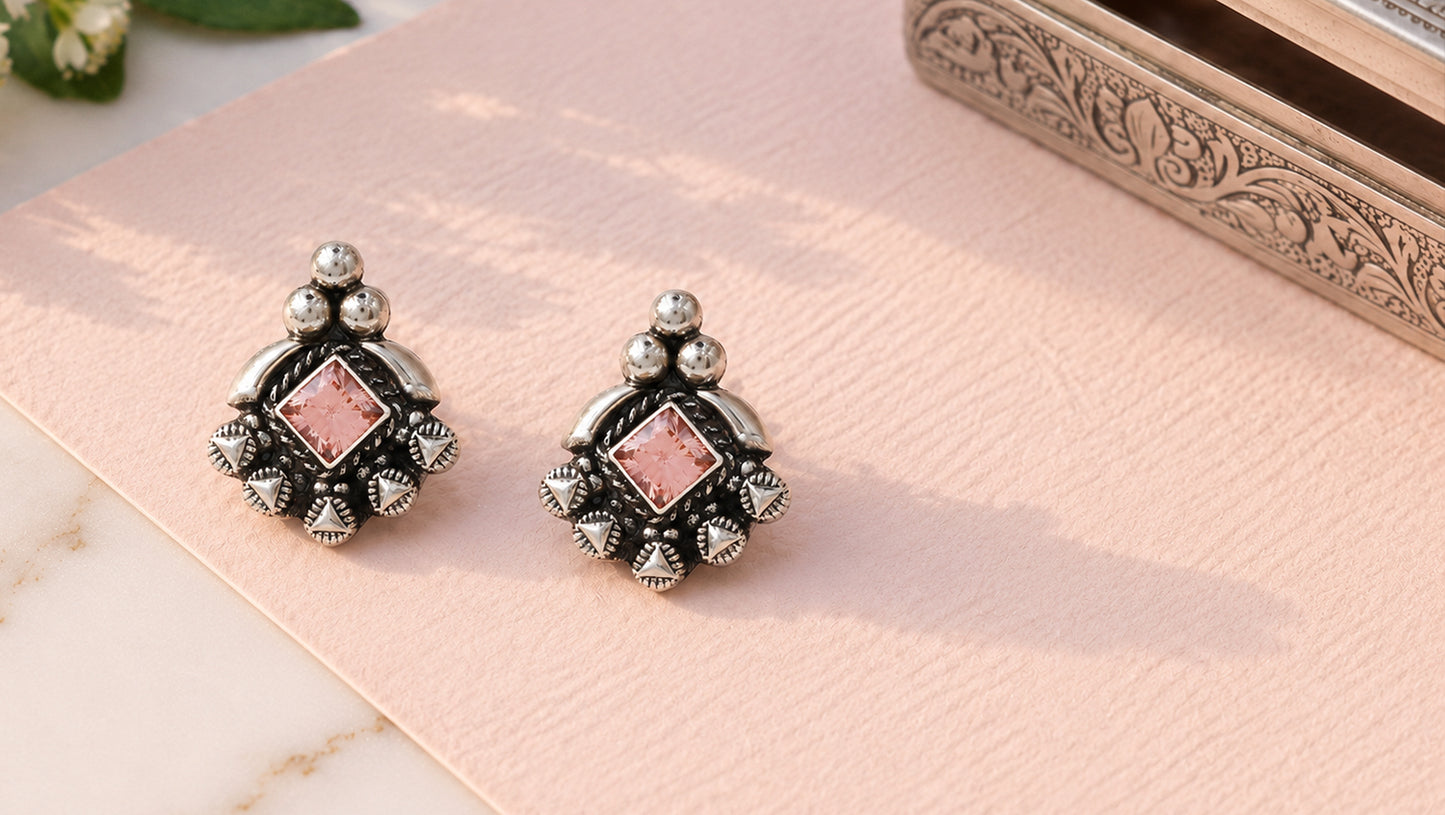 Sangeeta Boochra Oxidised Silver Heritage Stud Earrings