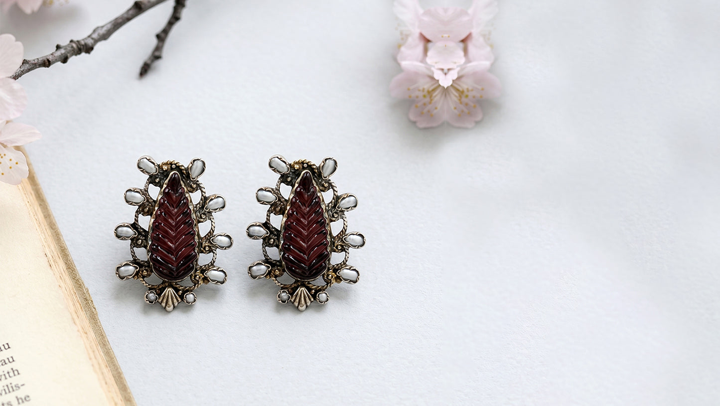 Sangeeta Boochra Oxidised Silver Statement Studs