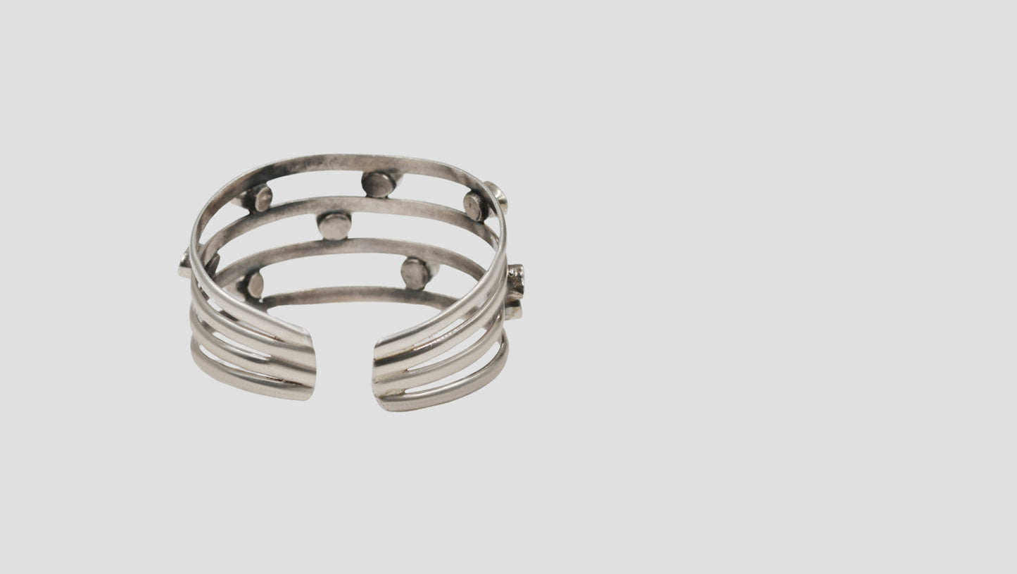 Sangeeta Boochra Designer Moissanite Sterling Silver Open Cuff Bracelet