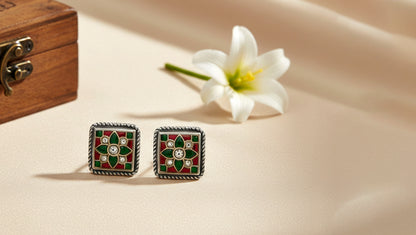 Sangeeta Boochra Heritage Floral Kundan Studs