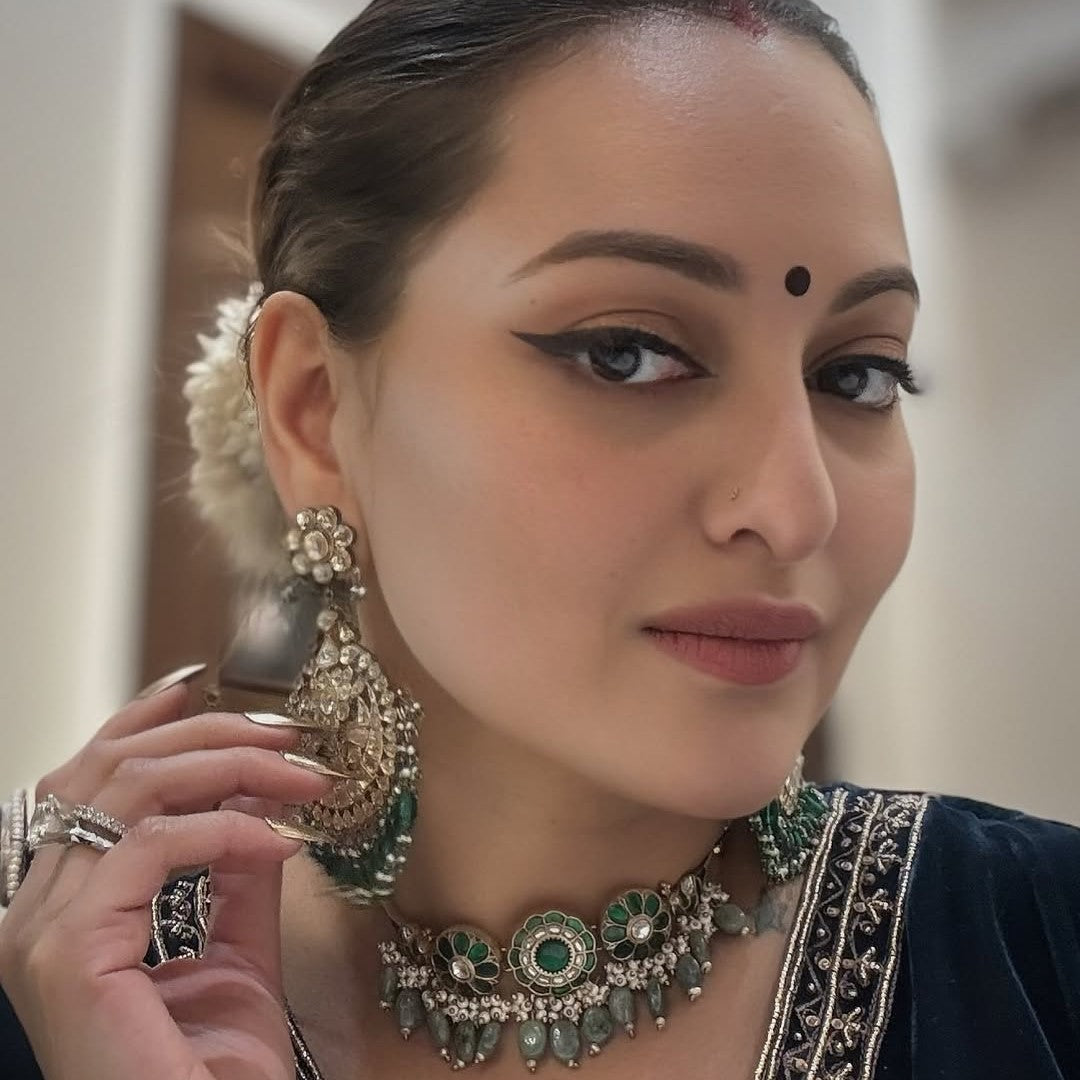 "Sonakshi Sinha’s Regal Glow in Sangeeta Boochra’s Timeless Silver Creations"